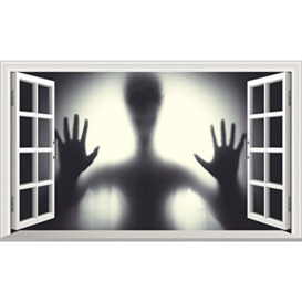 Zombie Hands Horror V007 Magic Window Wall Sticker Self Adhesive Poster Wall Art size 1000mm wide x 600mm deep (large)