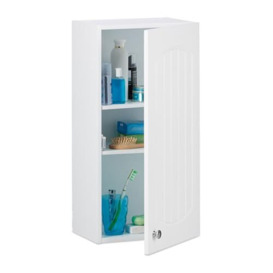 Bathroom Hanging Cabinet Wall Cupboard with 2 Shelves for the Bathroom, MDF, H x W x D: 60 x 30 x 20.5cm, White