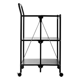 Premier Housewares Folding Kitchen Trolley, Plastic/Powder Coated Metal, Black