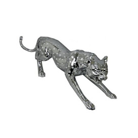 Sassy Home Silver Electroplated Leopard Ornament with Jewel Collar