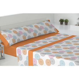 Todomueble Bedding Set consisting of Fitted Sheet, Duvet Cover and Pillowcase, Cotton/polyester, Orange, 230 x 270 cm
