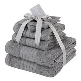 Brentfords Bath Bale, Towel Set, Cotton, Grey, 6 Piece