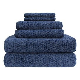 Everplush Diamond Jacquard 6 Pieces Bath Towel Set, Navy Blue