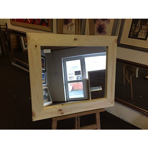 "93mm Chunky Unfinished Solid Pine Wall and Overmantle Mirrors - Available in many sizes (31"" x 31"" (79cm x 79cm), Plain Mirror Glass)"