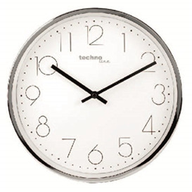 Technoline WT 7210 Modern Filigree Wall Clock with Elegant Metal Frame, Chrome, Metal, Silver, 30 x 4.5 x 30 cm
