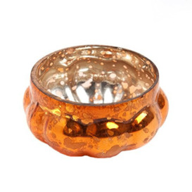 Insideretail 24-Piece Antique Pumpkin Mercury Glass Votive Wedding Tea-Light Holders, Orange, 7 x 7 x 7 cm