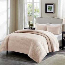 "Comfort Spaces All Season, Lightweight, Coverlet Bedspread Bedding, Matching Shams, Fabric, Blush, Full/Queen(90""x90"")"