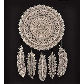Bazzaree Mandala Wall Hanging Tapestry Bedspread Throw, Cotton, Black & White Dreamcatcher, Single 80” x 54”