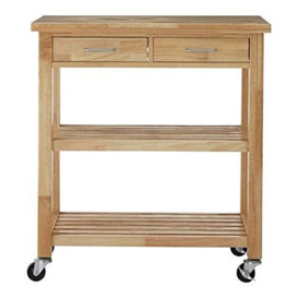 Premier Housewares Kitchen Trolleys With Wheels Heave Wood Drinks Trolley Portable Kitchen Trolley with Worktop and Storage 87 x 80 x 40 cm