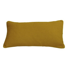 AM Home Feather Insert Diamond Stitch Pillow with Piping, Cotton, Nugget Gold, Queen