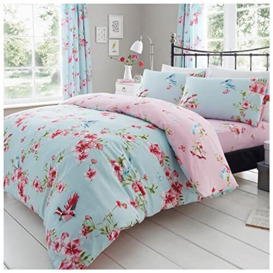 GC GAVENO CAVAILIA Duvet Cover Double - Blossom Bedding Set With Pillowcase - Polycotton Fabric- Blue