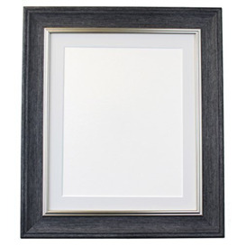 Scandi Vintage Charcoal Grey Picture Photo Frame With Light Grey Mount 12 x 10 Image Size 10 x 8 Inch