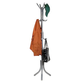 "Mind Reader Alloy Collection, Coat Rack with 11 Hooks, Metal, 18"" L x 18"" W x 68.5"" H, Silver"