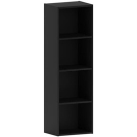 Vida Designs Oxford 4 Tier Cube Bookcase, Black Wooden Shelving Display Storage Unit Office Living Room Furniture