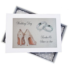 WHITE COTTON CARDS Day, Brother & Sister in-law Mini Photo Album, Shoes and Wedding Rings design, Board, 12.5 x 17.5 x 2.5 cm