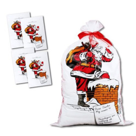 eBuyGB Giant Plastic Father Christmas Santa Sack, Large Stocking Bag for Presents and Gifts, 75 x 50 cm, Pack of 4