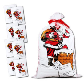 eBuyGB Giant Plastic Father Christmas Santa Sack, Large Stocking Bag for Presents and Gifts, 75 x 50 cm, Pack of 8