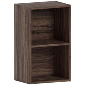 Vida Designs Oxford 2 Tier Cube Bookcase, Walnut Wooden Shelving Display Storage Unit Office Living Room Furniture