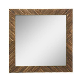 "Stonebriar 20"" x 20"" Square Textured Wooden Chevron Hanging Wall Mirror with Attached Mounting Brackets"