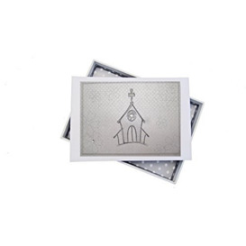 WHITE COTTON CARDS Open Holy Celebration, Mini photo Album, Silver Church Design, Board, 12.5 x 17.5 x 2.5 cm