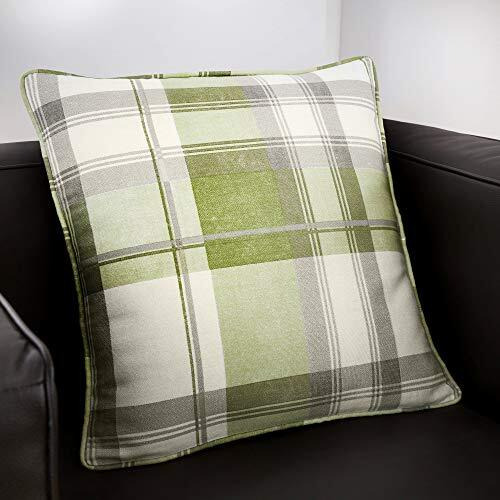 Fusion - Balmoral Check - 100 Percent Cotton Filled Cushion in Green, 43 x 43 cm