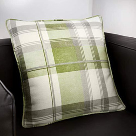 Fusion - Balmoral Check - 100 Percent Cotton Filled Cushion in Green, 43 x 43 cm