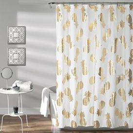 "Lush Decor Pineapple Toss Shower Curtain, 72"" x 72"", Gold"
