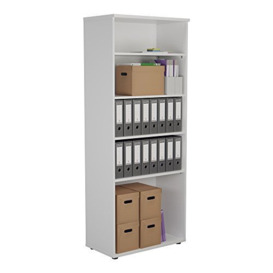 Office Hippo Heavy Duty Bookcase, Robust Book Case, Storage Unit with 4 Adjustable Shelves & Adjustable Feet, Stable Home Office Furniture, Simple To Assemble - White