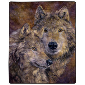 Lavish Home Wolf Blanket – 80x92-inch Printed Pair of Wolves Blanket - Plush Thick 8lb Faux Mink Queen Throw Blanket for Couch, Sofa, or Bed