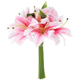 "FS Artificial 32cm Light Pink Lily Bundle with large 6"" Flower Heads"