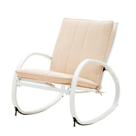 Italian Concept 69 Ugento Swing Chair Painted Metal Polyurethane Faux Leather Beige 64.5 x 83 x 87 cm