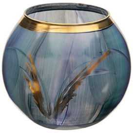 Angela neue Wiener Werkstaette Glass vase Refined Ball Shape, Turquoise/Blue, 14 x 14 x 14 cm