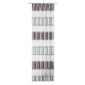 Home Fashion Decorative Tab-Top Curtain 145 x 140 cm Decorative Fabric Horizontal Stripes with Jacquard Pattern Polyester Grey