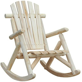 Outsunny Adirondack Chair Cedar Wood Ergonomic Rocking Chair Porch Rocker Garden Traditional - Burlywood