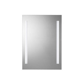 Croydex Horton Bathroom Mirror with LED Lights, Bathroom LED Mirror Battery Operated, Easy to Install, All Fittings Included, LED Mirror Bathroom, Two LED Light Strips, Button Power Switch, 70x50cm