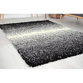 "Bravich RugMasters Large Runner 3 Tone Black Grey and Ivory Mix Super Soft High Deep Pile Luxury Shaggy Area Rug/Living Room Rug Carpet 60 x 230 cm (2' x 7'7"")"