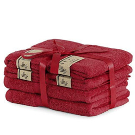 DecoKing Bath Towel Set Bordeaux Dark Red Burgundy 4 Towels 50x100 cm and 2 Towels 70x140 cm Cotton Bamboo Rayon Viscose Absorbent Antibacterial Bamby