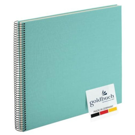 goldbuch Bella Vista, Linen Memory, Spiral Bound, 40 Pages, Book for Gluing, Photo Album, Paper, Aqua (White Sides), ca. 35 x 30 x 2,8 cm