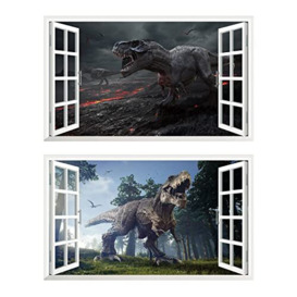 Chicbanners Dinosaur 3D Tyrannosaurus Rex T Rex V002 Magic Window Wall Sticker Self Adhesive Poster Wall Art Size 1000mm wide x 600mm deep (large)