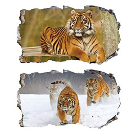 Chicbanners Abstract Tiger Face Head 3D V101 Magic Window Wall Sticker Self Adhesive Poster Wall Art size 1000mm wide x 600mm deep (large)