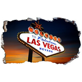 Las Vegas 3D V101 Magic Window Wall Sticker Self Adhesive Poster Wall Art Size 1000mm Wide x 600mm deep (Large)