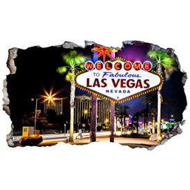 Las Vegas 3D V102 Magic Window Wall Sticker Self Adhesive Poster Wall Art Size 1000mm Wide x 600mm deep (Large)
