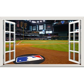 MLB Baseball Stadium 3D V101 Magic Window Wall Sticker Self Adhesive Poster Wall Art Size 1000mm Wide x 600mm deep (Large)
