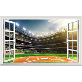 MLB Baseball Stadium 3D V103 Magic Window Wall Sticker Self Adhesive Poster Wall Art Size 1000mm Wide x 600mm deep (Large)