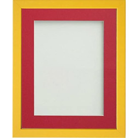 Frame Company Jellybean Range Mustard Yellow Wooden 14x11 inch Picture Photo Frame with Red Mount for Image A4 * Choice of Colours & Sizes* Fitted with Perspex