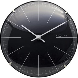 NexTime Wall Table Clock-Diameter 20 cm-Glass – Black – 'Big Stripe Mini Dome, 19.5 x 0.04 cm
