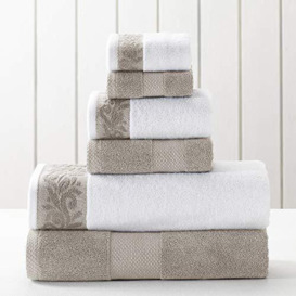 Amrapur Overseas 2 Bath Hand Towels 2 Washcloths, Cotton, Taupe, Standard