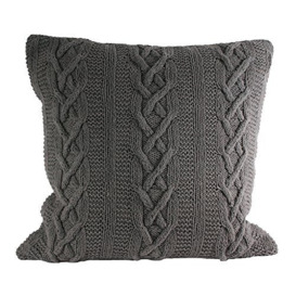 "Paoletti Aran Cushion Cover, Cotton, Charcoal, 55 x 55cm (22"" x 22"")"