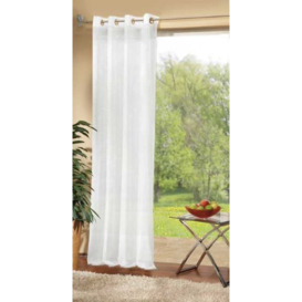 Gardinenbox Voile Eyelet Curtain Transparent Plain Lead Tape 100% Polyester White H 225 x W 140 cm