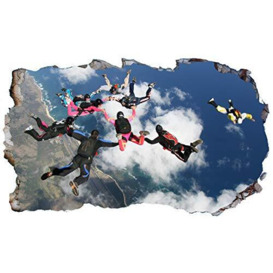 Sky Dive Skydive Skydiving Parachute Jump V002 3D Magic Window Wall Sticker Self Adhesive Poster Wall Art Size 1000mm Wide x 600mm deep (Large)